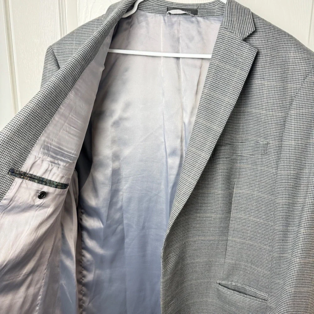 Lauren Ralph Lauren Sport Coat Mens 42R Grey Houndstooth Two Button Blazer